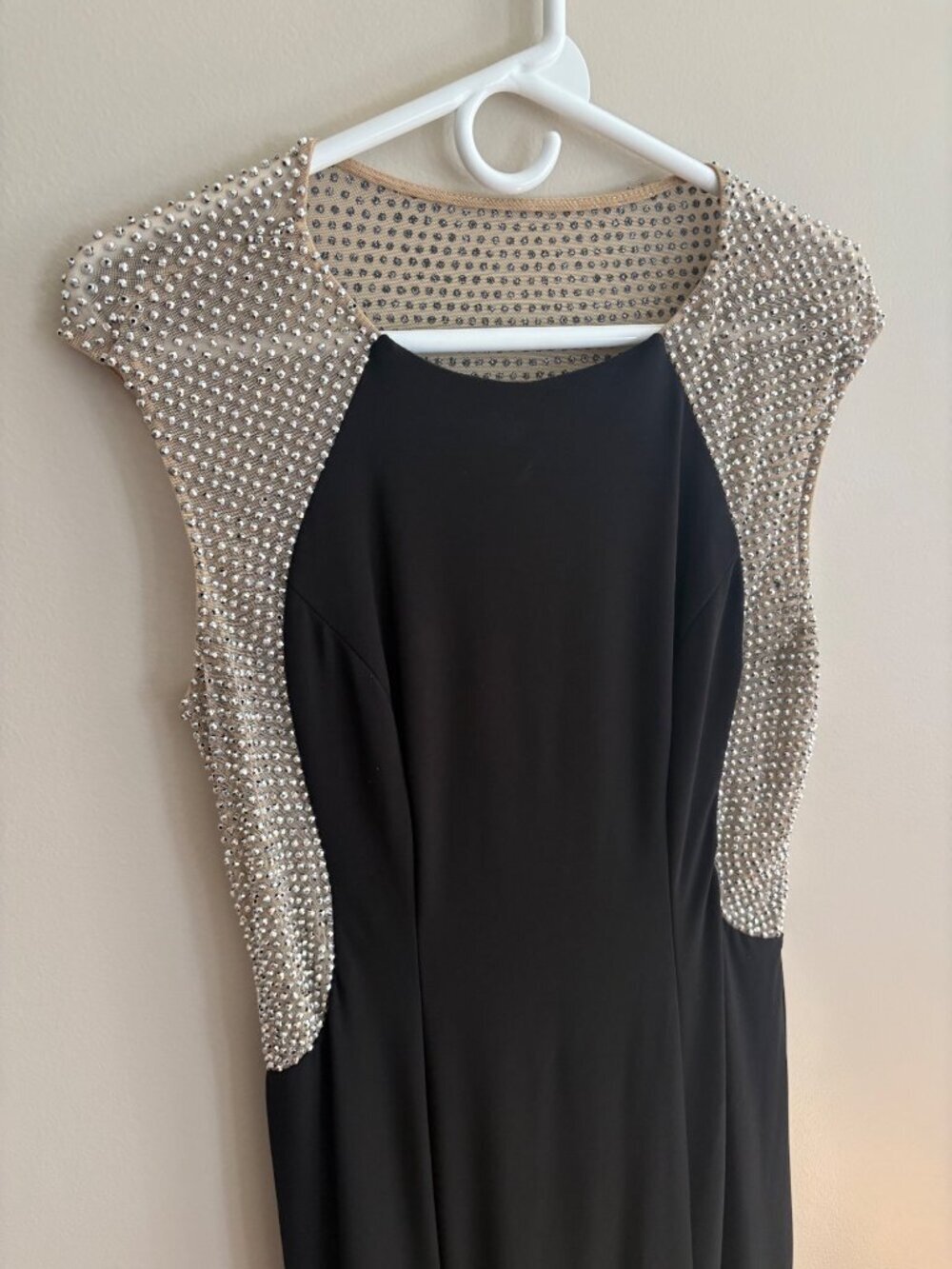 Xscape Caviar Rhinestone Illusion Gown Black Nude Formal Evening Dress Size 12 - Picture 3 of 13